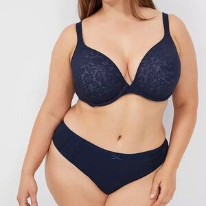 Cotton Thong Panty With Lace Back